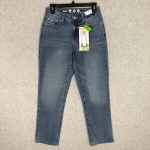 Rewash Jeans Womens 1 25 Blue Straight‎ Ankle Whiskers Worn Faded Grunge Denim